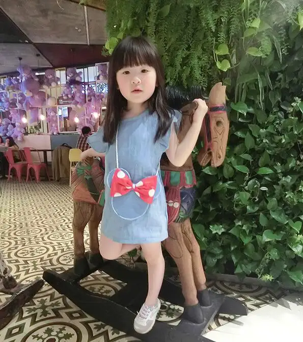 Хлопковое джинсовое платье для девочек 2018 милое детское Летнее Детское с