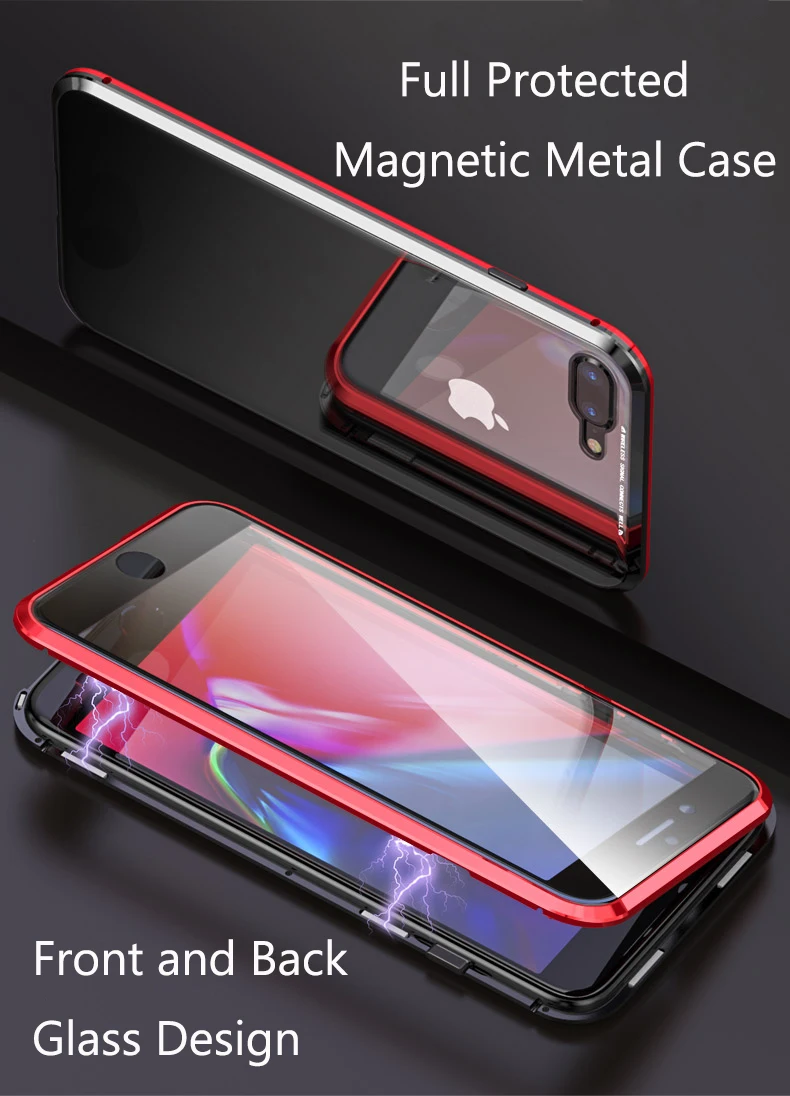 Чехол из прозрачного стекла с магнитной адсорбцией для iPhone XS Max XR XS X 7 8 6 6S Plus, с полным покрытием, сенсорный экран
