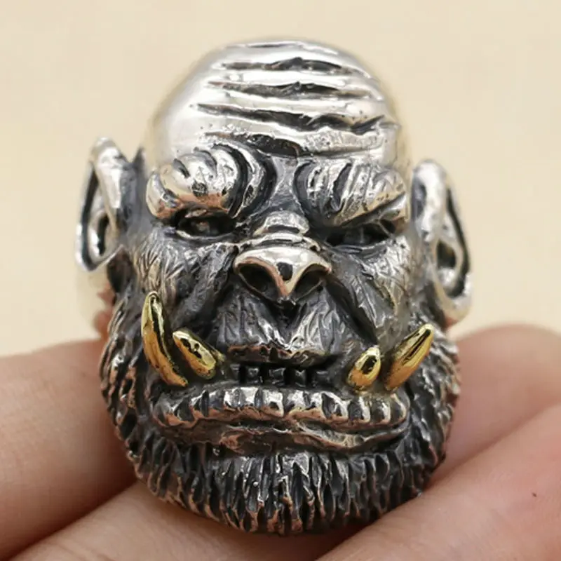 

Pure 925 Sterling Silver Jewelry Warcraft Durotan Rings Open Fashion Domineering Punk Ring For Men Special Gift 273
