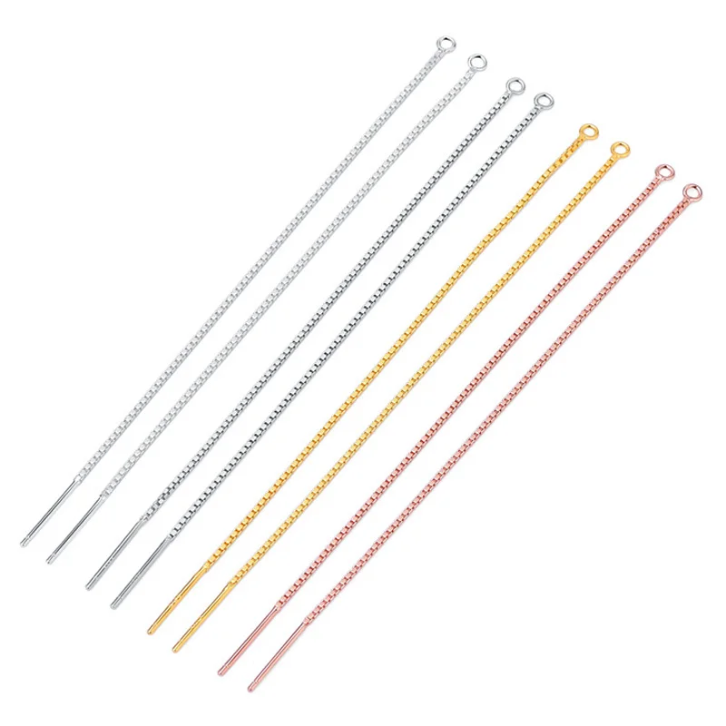 

2pcs/lot 100% 925 Sterling Silver Earring Chains 9cm 4 Colors Women Stud Earring Connector Wire DIY Jewelry Making Accessories