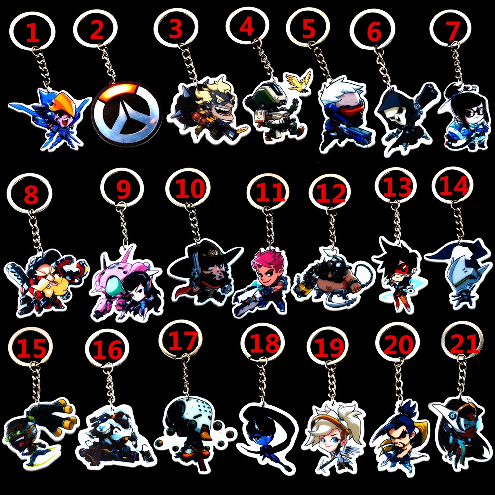 22 типа брелок с рисунком из игры OW Heroes Pharah Mccree Mei Solider 76 Tracer Reaper Подвеска акриловые