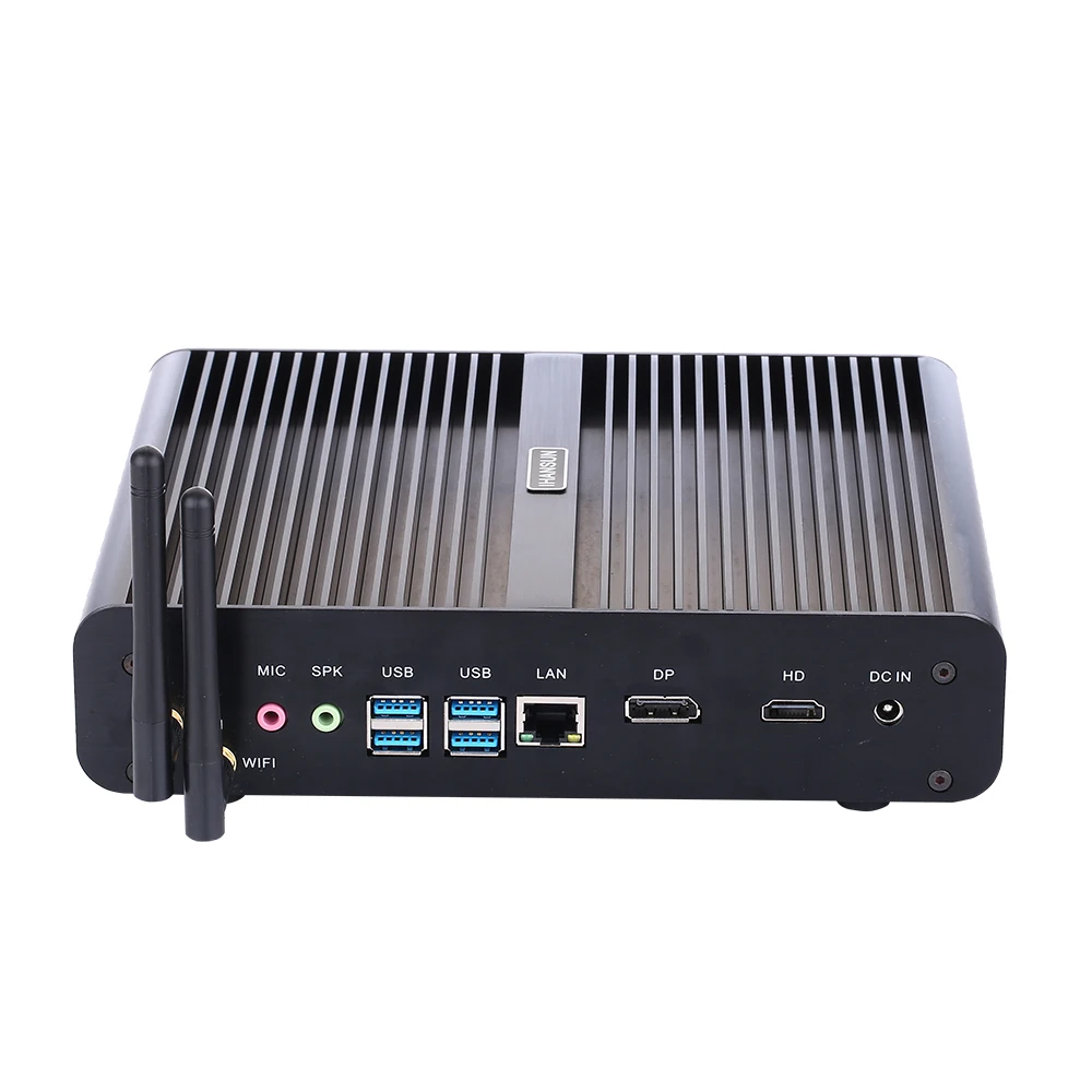 Безвентиляторный мини-ПК, Intel quad core I7 8550U, Windows 10/Ubuntu, черный, [HUNSN BM14L],(WiFi/1DP/1HD/4USB3. 0/4USB2. 0 или(1USB2. 0)/1LAN