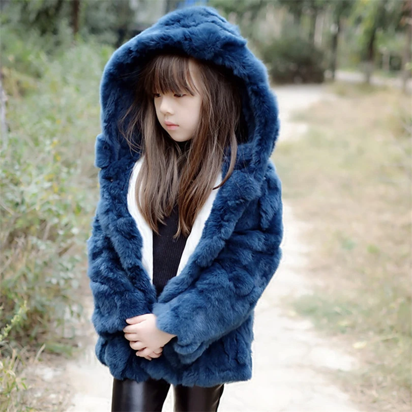 2017 Детское пальто из натурального кроличьего меха верхняя одежда детское зимнее