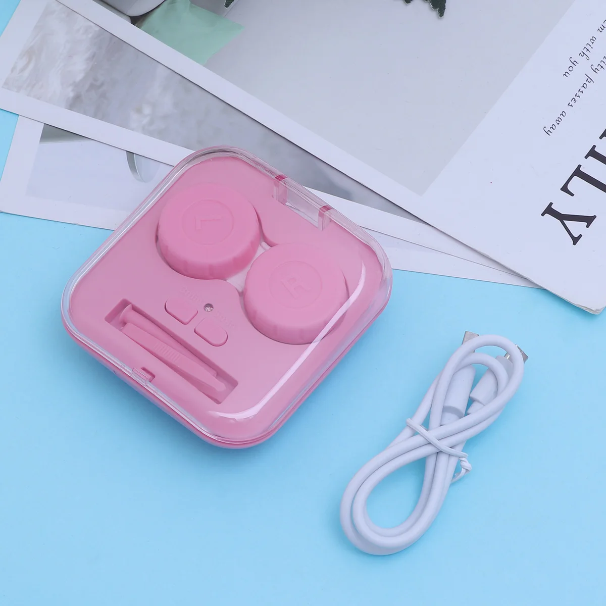 1 шт. корпус контактных линз USB Перезаряжаемый Электрический чехол для хранения для дам
