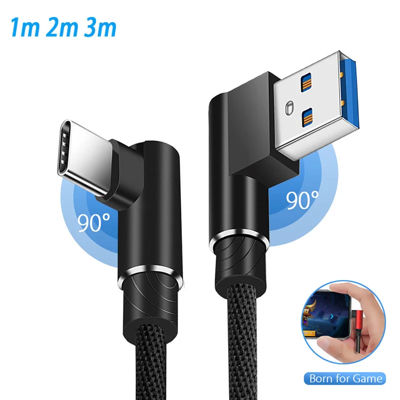 Кабель Usb Type C 90 градусов под прямым углом 3 м метра Cabo Tipo для Xiaomi Black Shark 2 Mi8 Pro Mi 9 Huawei