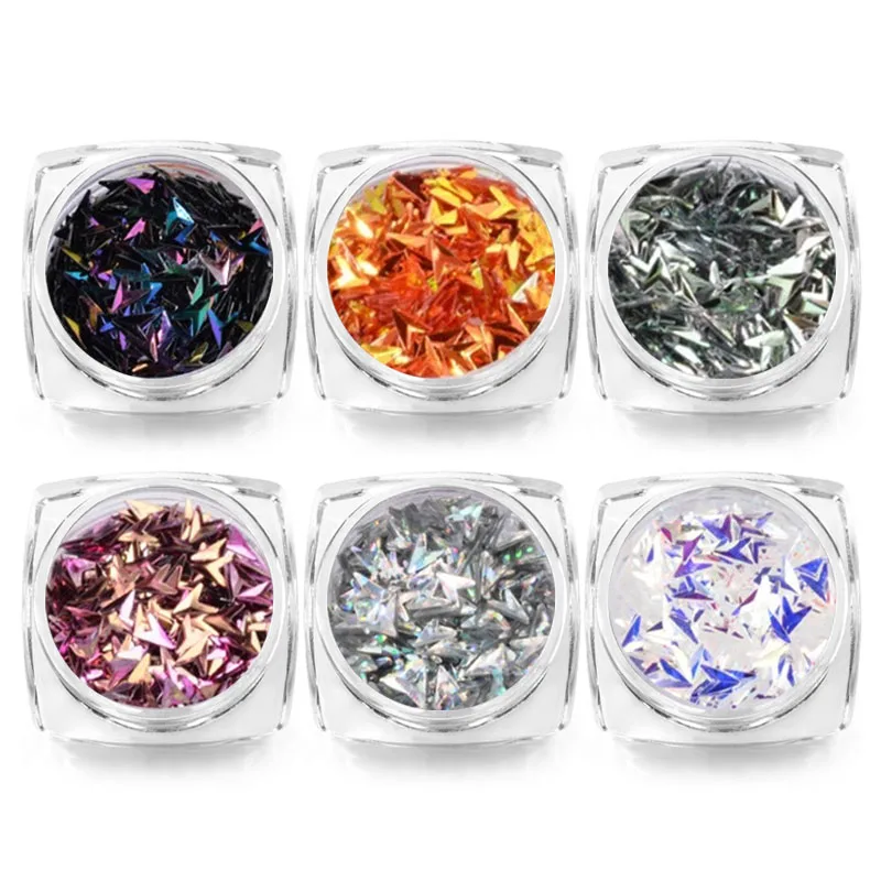 

Mtssii 6 BoxesChameleon AB Color Nail Sequins Set Rhombus Colorful Flake Glitter Paillette Manicure Nail Art Decoration
