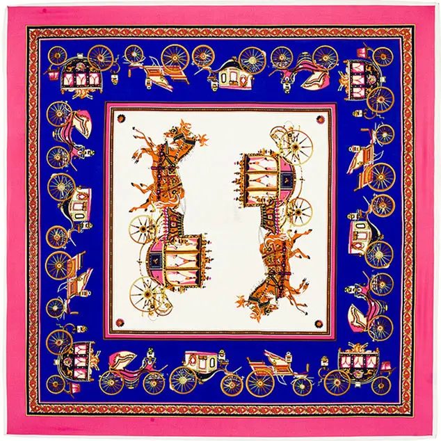 100 см * 100% твил Шелковый евро бренд лошадь и коляска женский квадратный шарф