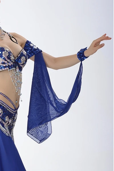 Royal blue Костюм для танца живота аксессуары 1 шт. рукава запястья регулируемые шифоновые рукава браслеты с блестками 11 цветов - Цвет: Royal blue