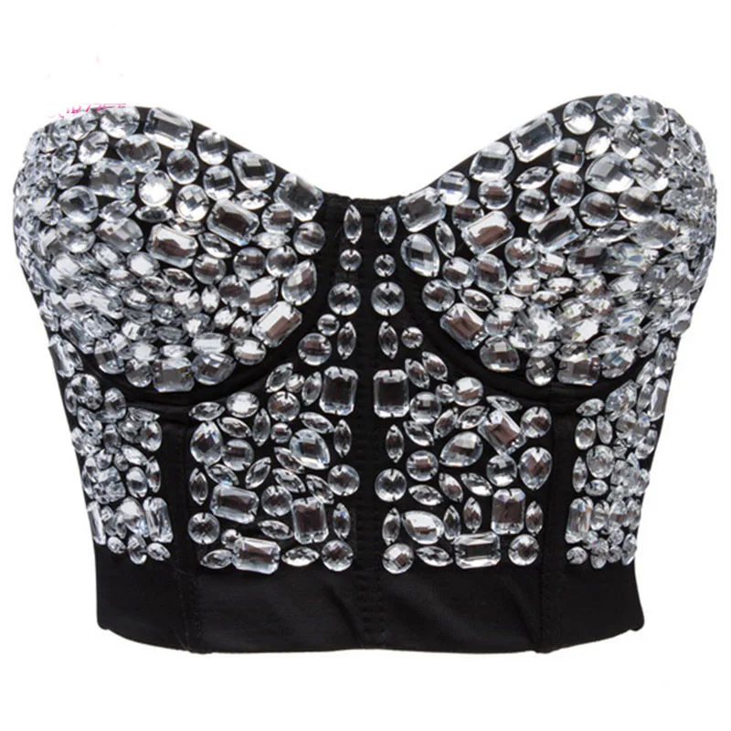 Белый Кристальные Самоцветы Бисер рок готика Soutien Gorge сексуальное нижнее белье