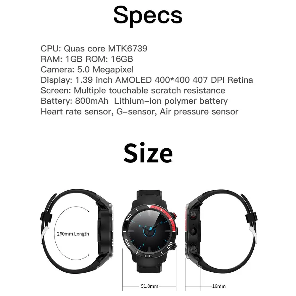 Смарт часы Android WI FI 4G Nano SIM профессиональный спорт анализа Ip68 Спорт gps 5MP Камера