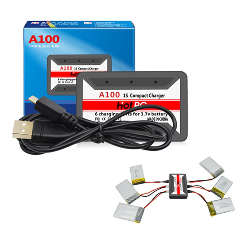 Новейшее зарядное устройство HotRc A100 6 в 1 3 7 В Lipo для Hubsan X4 Q4 H107L H107C WLtoys JJCR UDI Quadcopter