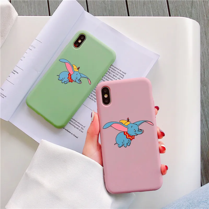 Супер милый мультфильм Dumbo натуральный цвет мягкий чехол зеленый розовый для