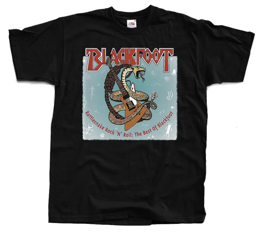 Blackfoot Гремучая змея Rock And Roll футболка (черный) S-5XL | Мужская одежда