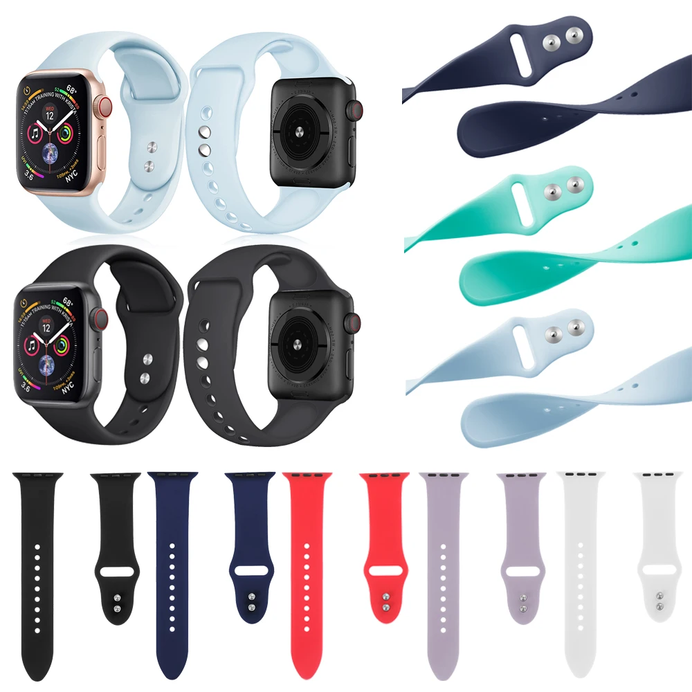 Классический спортивный силиконовый ремешок для часов Apple Watch Series 4 3 2 1 40 мм 44 iWatch