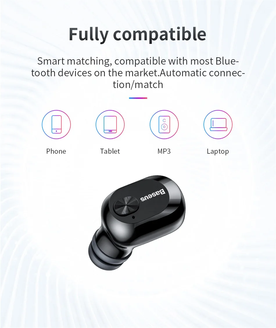 Baseus A03 Bluetooth наушники беспроводные Bluetooth 5,0 гарнитура со стерео микрофоном наушники Handfree для iPhone samsung Xiaomi