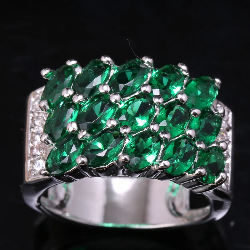 

Впечатляющие зеленый цирконий вокруг белых камней 925 серебро Jewelrys Solitaire Кольца США # Размеры 6 7 8 9 S1548
