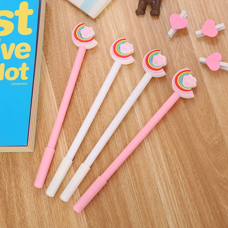 2 шт. гелевая ручка в стиле мультфильма милая с радужным принтом виде кошачьей