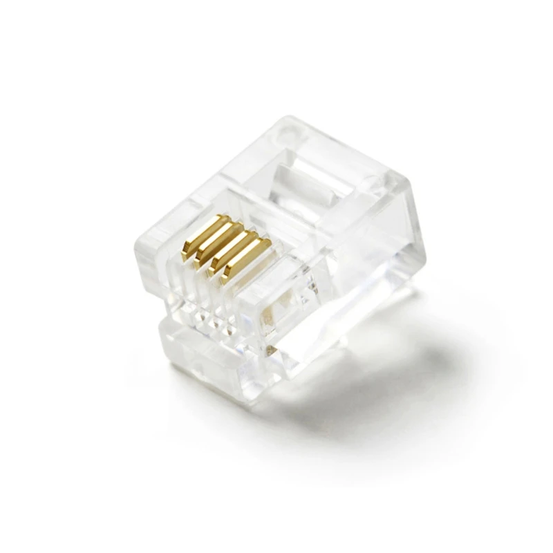 Quality Telephone Crystal Head 6P4C Connector RJ11 Plug Gold-plated Copper Core 4-wire Cable Adapter For Digital Phone Fax Modem