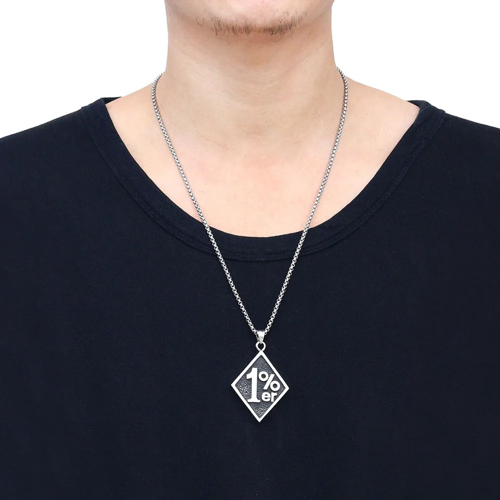 

ZMZY Fashion Vintage Casting Punk Big Stainless Steel 1 er Pendants Mens Motorcycle Biker Band Party Necklace