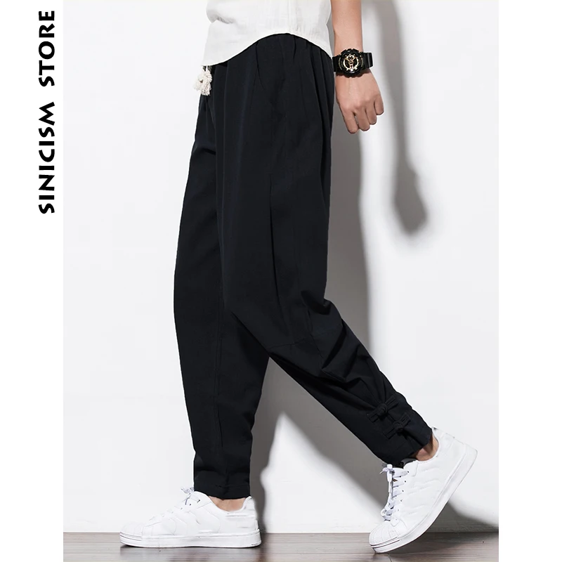 Sinicism Store мужские хлопковые льняные шаровары больших размеров спортивные штаны