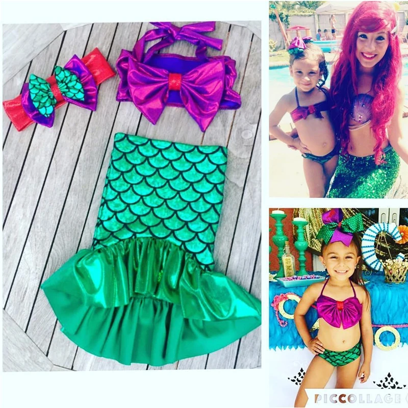 2017 г. детские топы для маленьких девочек + юбки платье с хвостом Русалочки