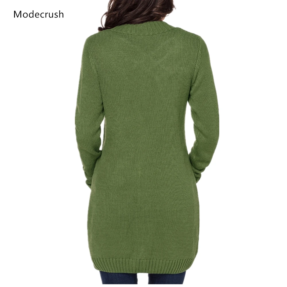 Modecrush Женские однотонные свитер пальто однобортный двойной карман джемпер