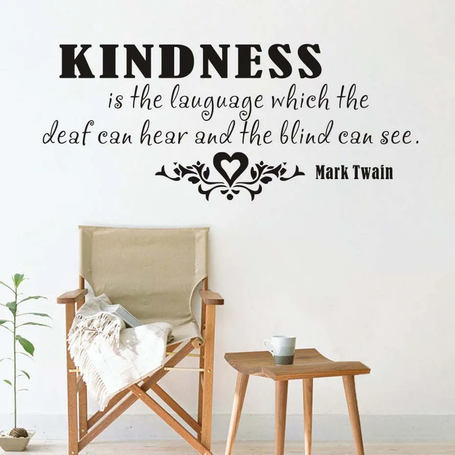 Kindness-это языковая поговорка настенная наклейка Вдохновляющие Слова Марк Твен