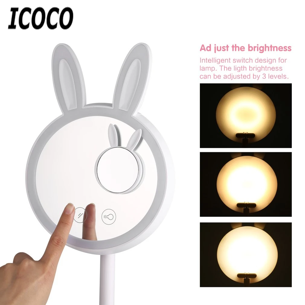 Icoco кролик формы сенсорный выключатель светодиодный свет + косметическое зеркало