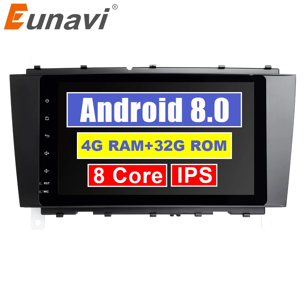 Eunavi 9 &quot2 Din Android 8 0 автомобильный стерео радио GPS для Mercedes Benz C Class W203 S203 C180 C200