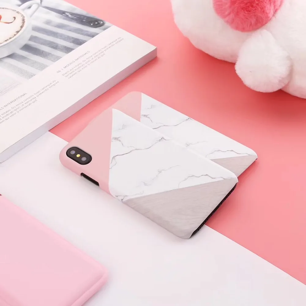 Pink White Marble phone Case For iphone 7 8 6 6s plus X XS Samsung s7 s8 s9 Plus Note8 Note9 S7 Edge Coque Protective Cases |