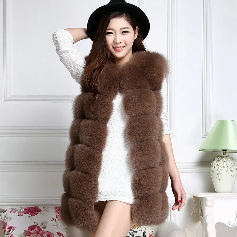2022 New Brand Women Vest Winter Real Blue Fox Fur Coat Thick Warm High Fashion Fox Fur Women's Vest Long Jacket White Black enlarge