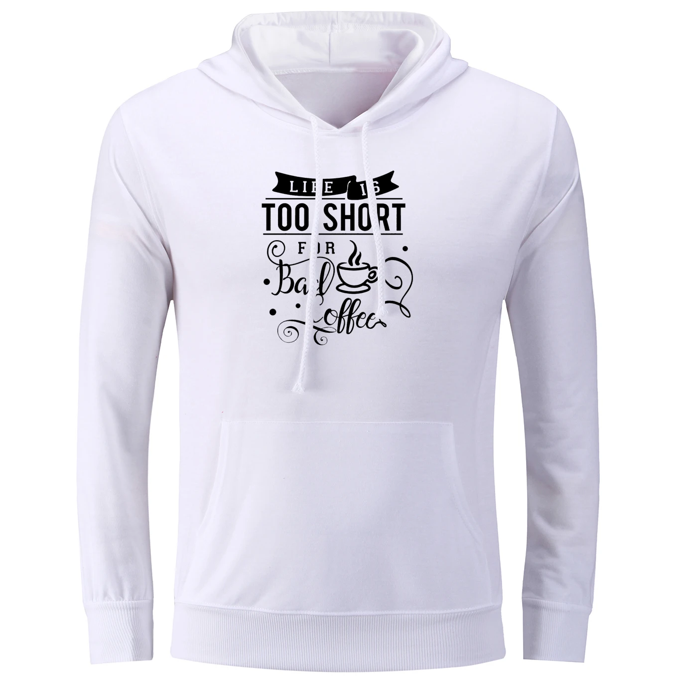 Свитшот унисекс с графическим принтом New Life Is Too Short For Bad Coffee хлопковый пуловер