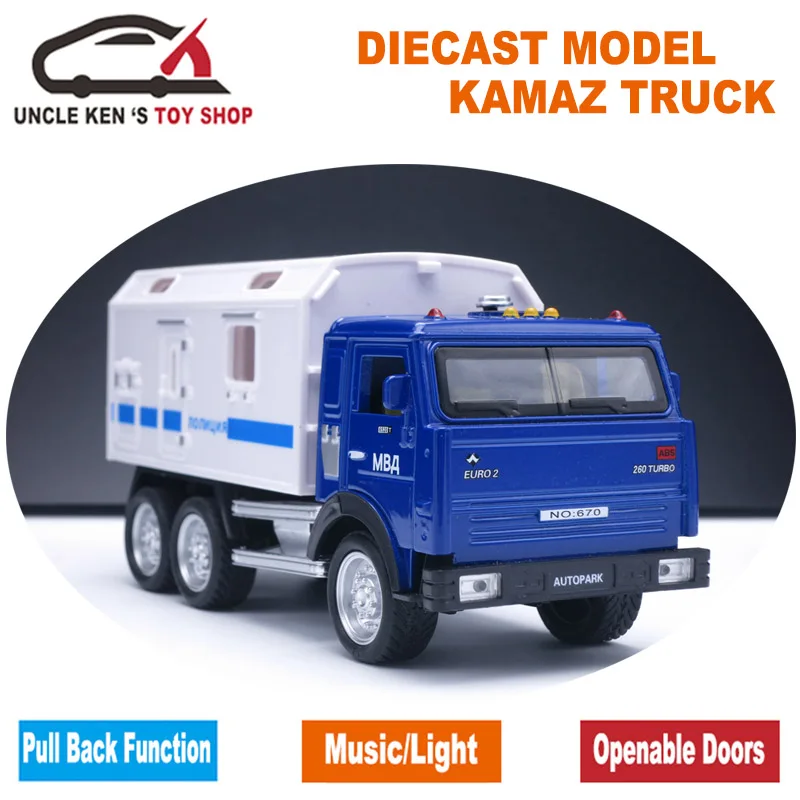 

1:32 KAMAZ Military Diecast Toy Truck, Metal Cars With Pull Back Function/Music/Light/Russian Version For As Kids Gift