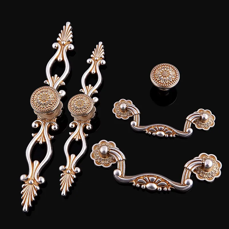 10 шт. Ретро винтажная европейская античная серебряная кухонная дверная ручка для