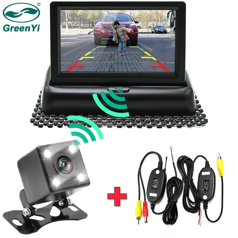 GreenYi Wifi беспроводная камера заднего вида автомобиля складной монитор видео система Автомобильная Парковка монитор с камерой заднего вида