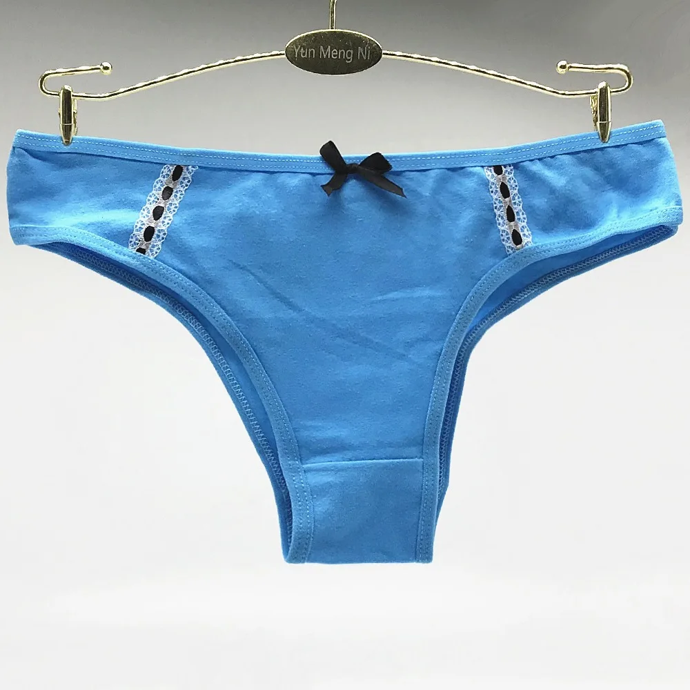 Трусики стринги женские хлопковые однотонные с бантом 6 шт./комплект|lingerie tanga|cotton