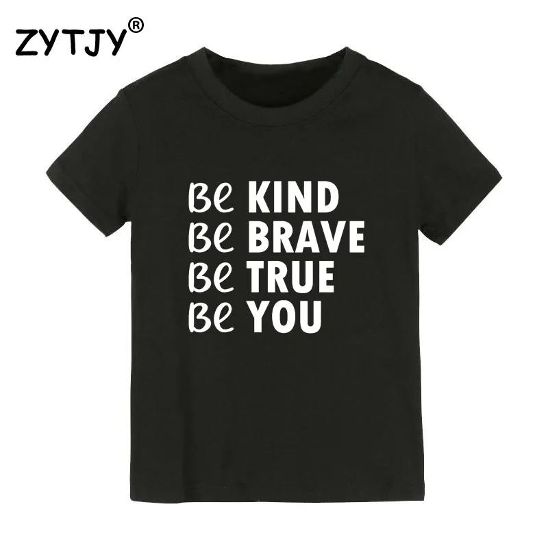 Детская футболка с надписью Be Kind Brave True You для мальчиков и девочек детская одежда