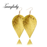 10pairslot 6 2x3 5cm pu leather water droplet drop earrings women statement jewelry earrings leaves shaped eardrop charm gifts