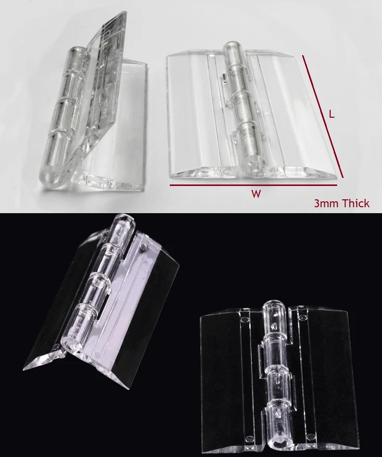 

50Pcs/Lot Acrylic Plexiglass Lucite Hinge Transparent Clear Butt Hinge