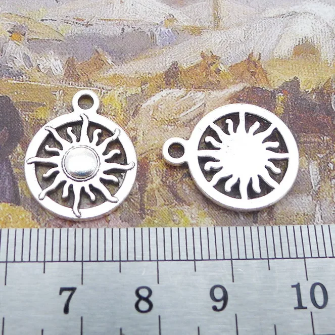 

100pcs sun Charms 16*20mm Antique Silver Handmade earring bracelet necklace Jewelry Making DIY accessories Components