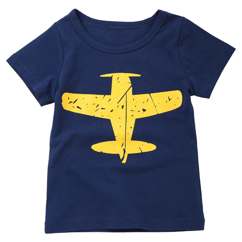 

2018 Children T-shirt Novelty Short Sleeve Shirt Kids Boy Plane T-shirts Baby Boys cartoon Clothing 2-8Y
