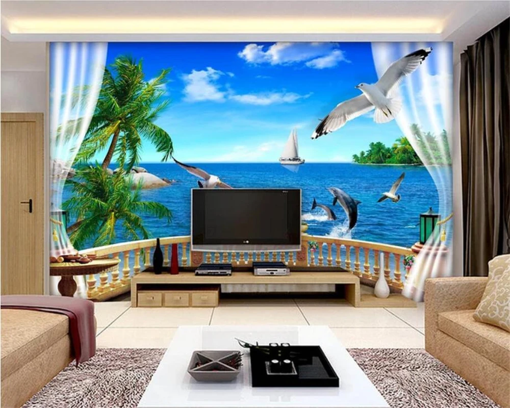 3D-обои beibehang на заказ настенные фотообои для балкона морского берега кокосового