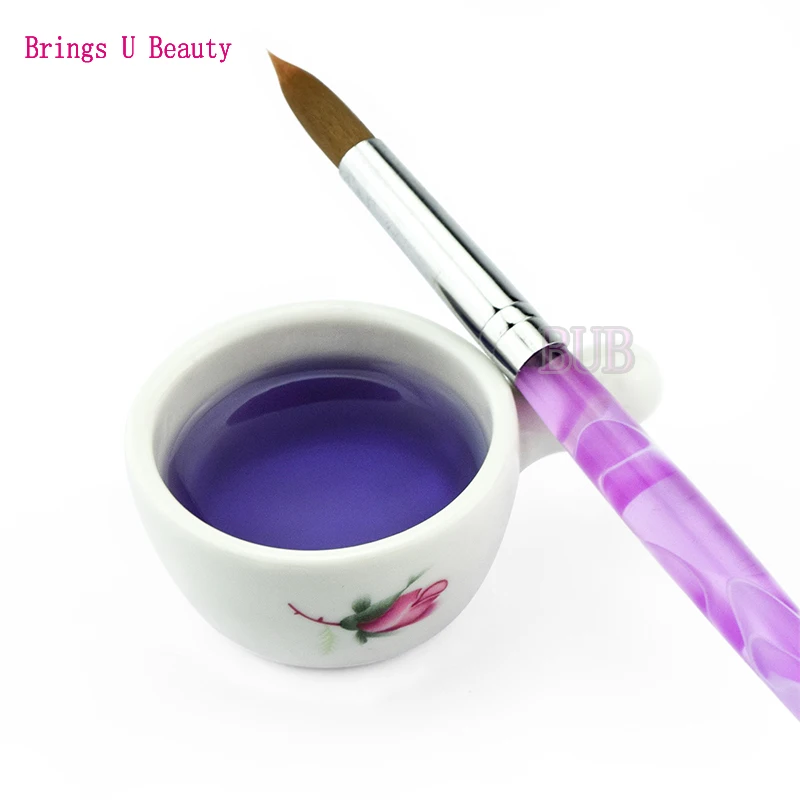 

Flower Pattern Mini Ceramic Glass Crystal Dappen Dish Bowl Cup with Cap Handle for Acrylic Powder Monomer Liquid Nail Art Tool