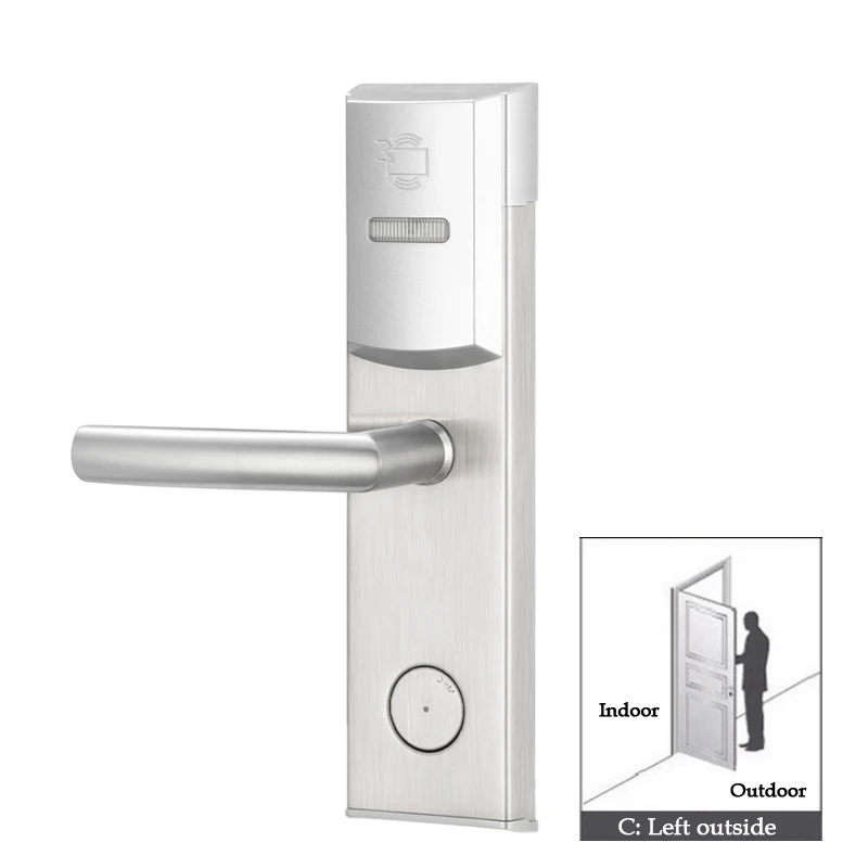 Sliver left outside Высокая безопасность электронный RFID keyless дверной замок отель замок для квартиры офиса - Цвет: Sliver left outside