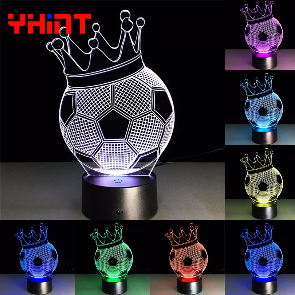 Кубок мира футбол креативный 3D иллюзия Лампа светодио дный светодиодный ночник