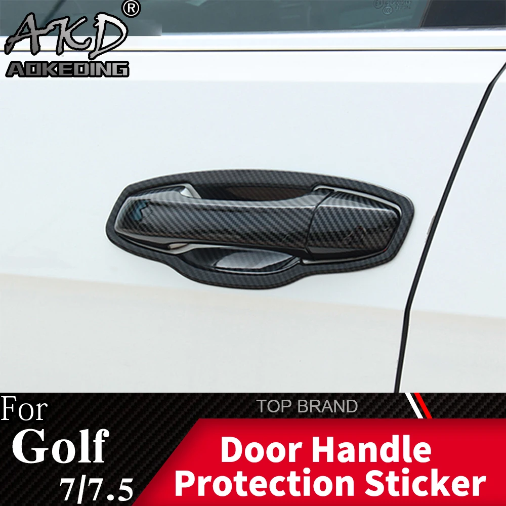Carbon Brazing Car Door Handle Protection Decoration Stickers Accessories For Volkswagen Golf 7/7.5 MK7 R Rline