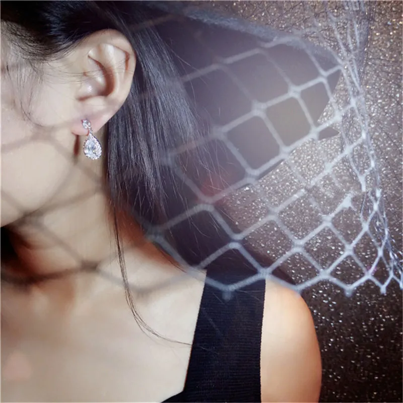 Серьги-капли для женщин, Стерлинговое Серебро S925, хорошее ювелирное изделие, супер яркий кубический цирконий, хрустальные стразы, подвески для женщин