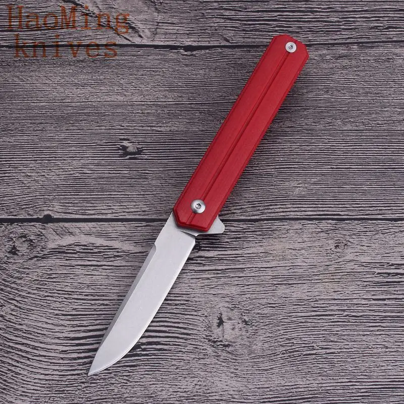 Red handle D head Для выживания на природе, для кемпинга, D2 сталь складной тактический охотничий нож боевой резак Портативный карманный мини-арт аварийно-спасательных G10 Ножи Инструмент - Цвет: Red handle D head