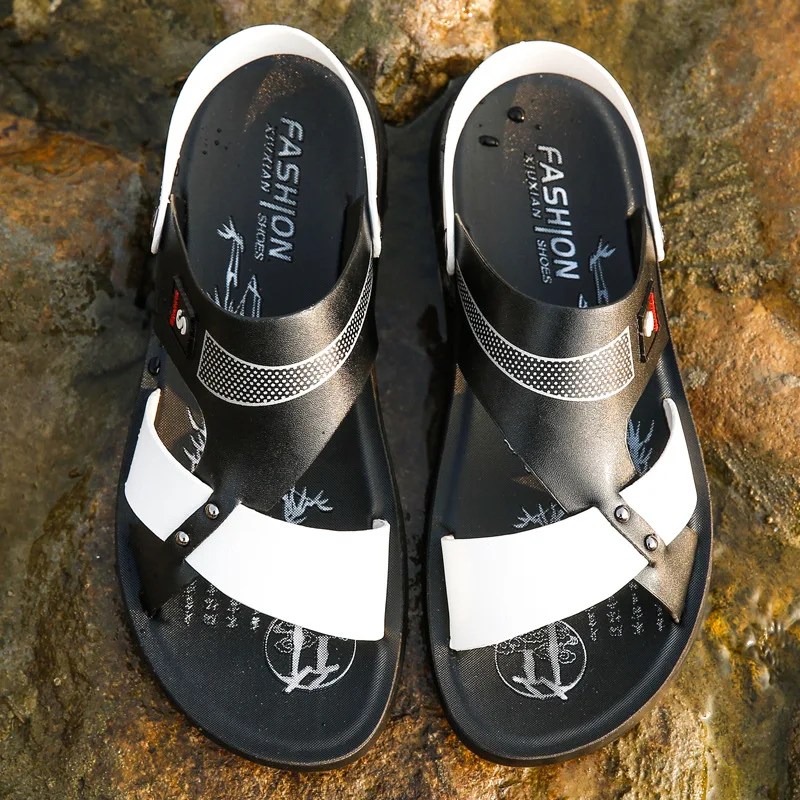 Мужские сандалии 2018 модные брендовые повседневные туфли на плоской подошве из