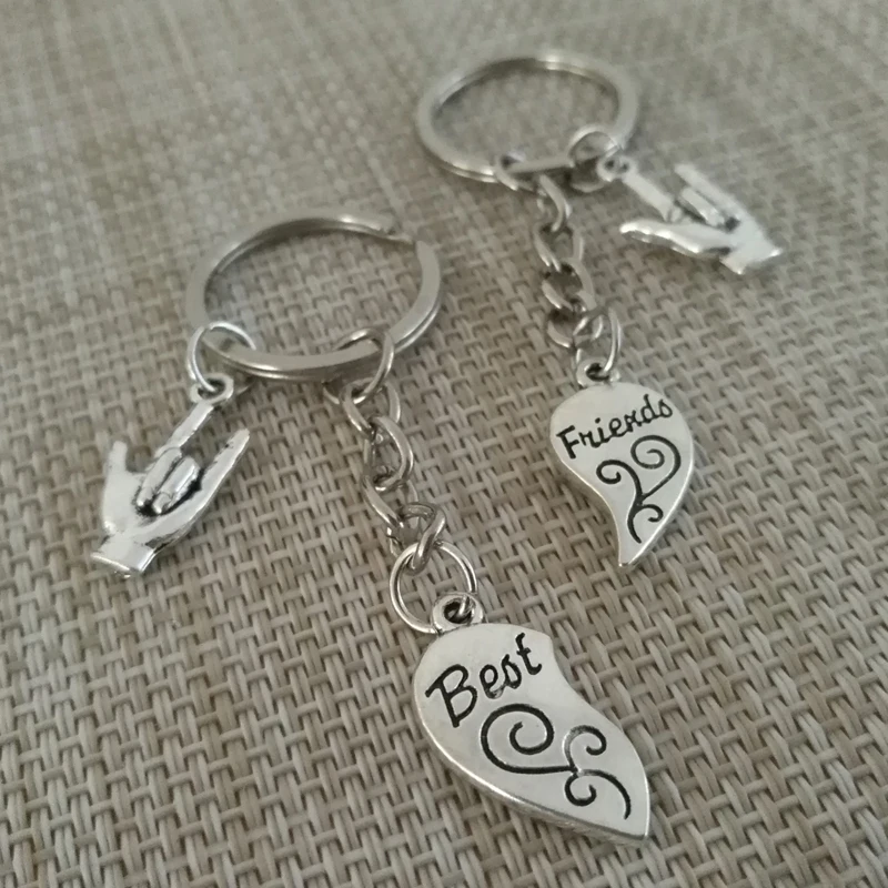 Модные ювелирные изделия alloykeychain для лучшего друга обещает Pinky брелок сердце